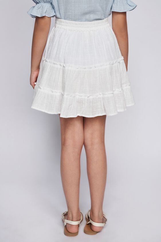 4 - White Self Design Flared Skirt, image 4