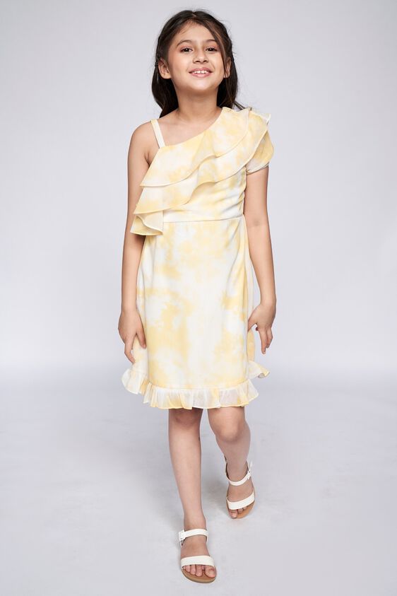 2 - Yellow Tie & Dye Flounce Dress, image 2