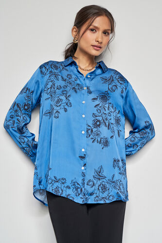 Sea of Blooms Top, Blue, image 1