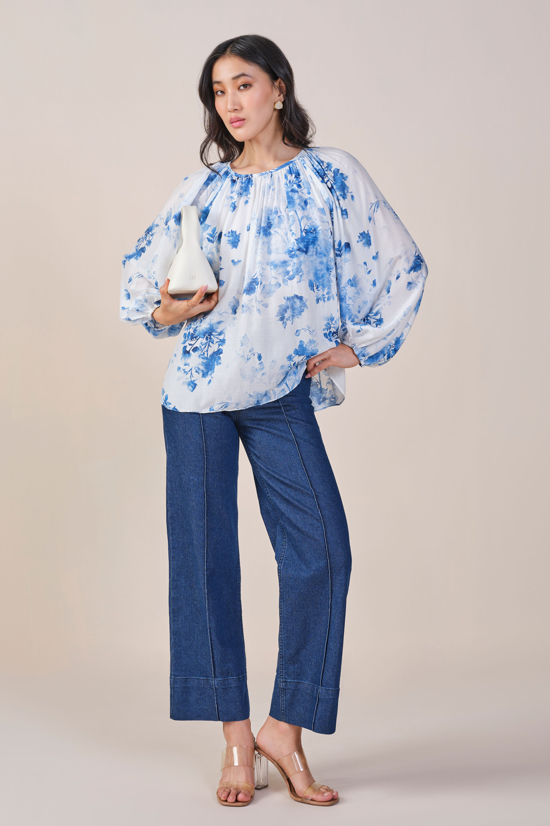 Delicate Florals Modal Top, Blue, image 2