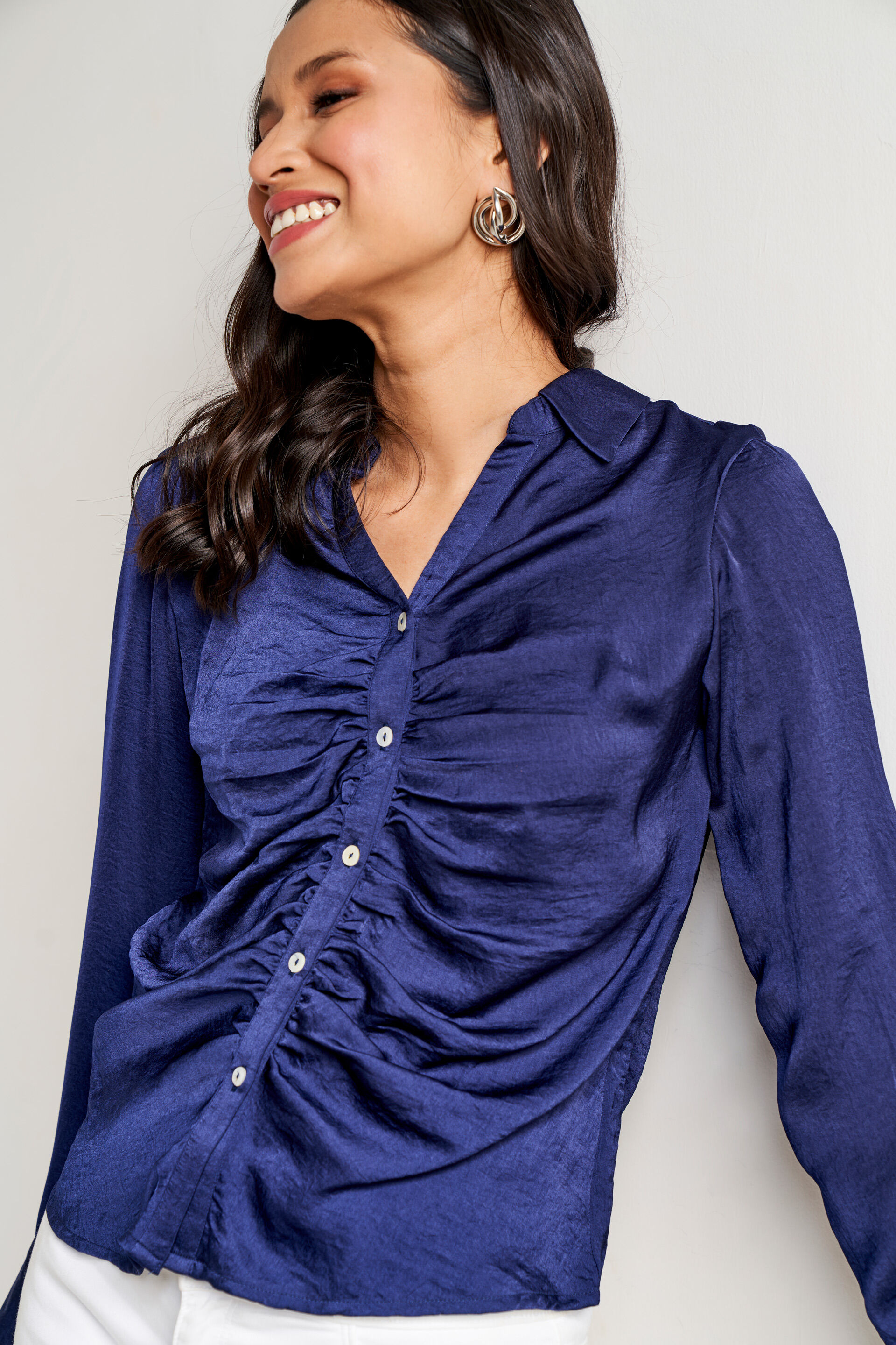 Navy Solid Straight Top, Navy Blue, image 2