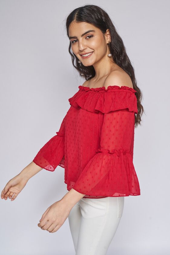 3 - Red Solid Straight Top, image 3