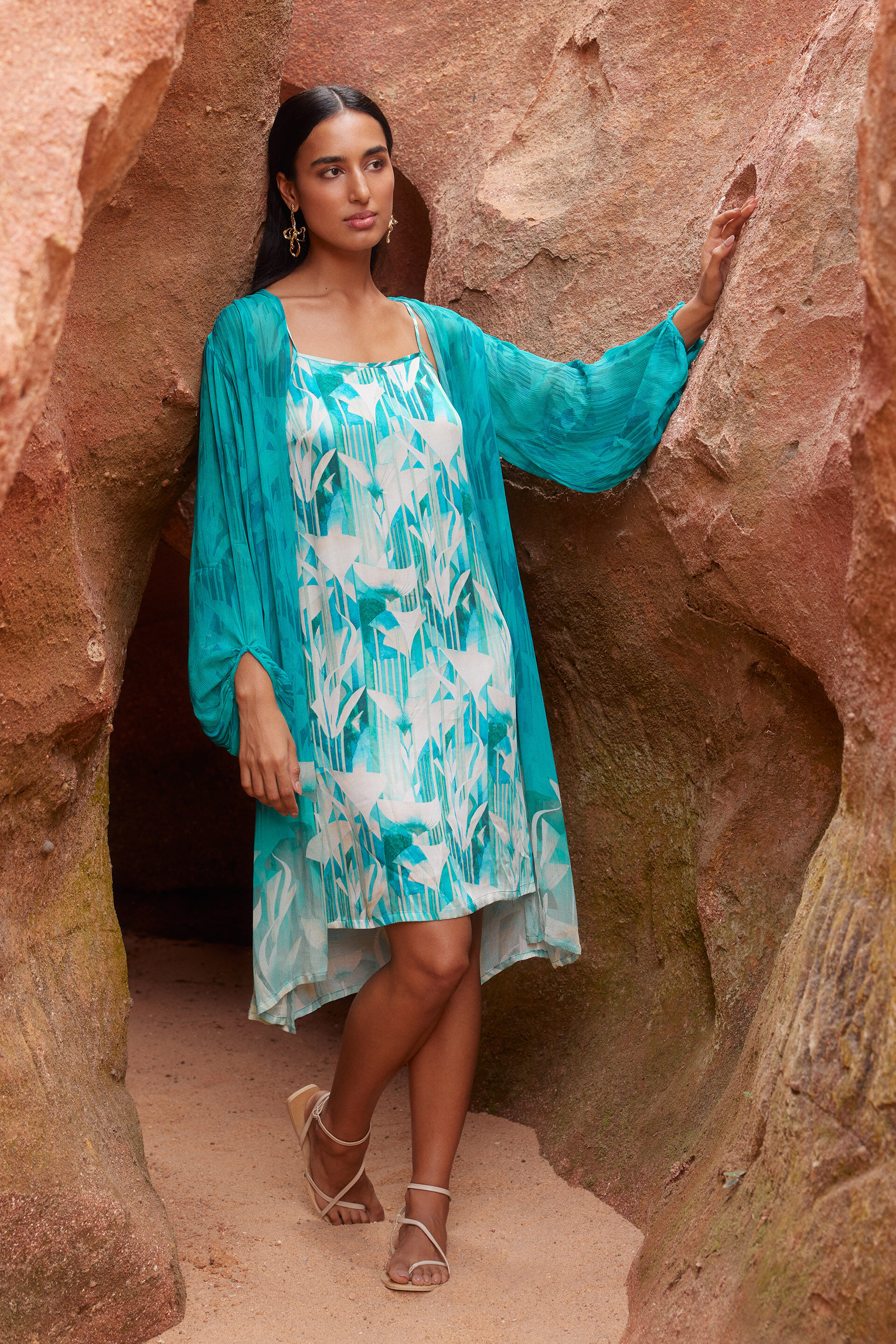 Seadrae Shrug Set, Aqua, image 3