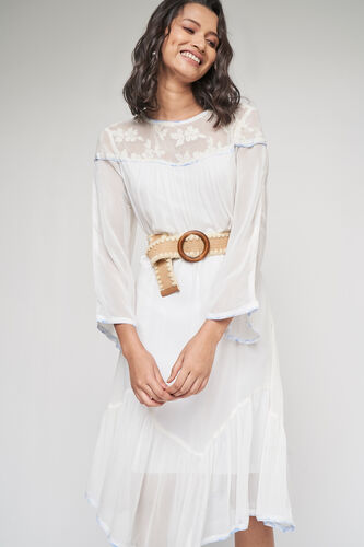 White Solid High-Low Dress, White, image 6