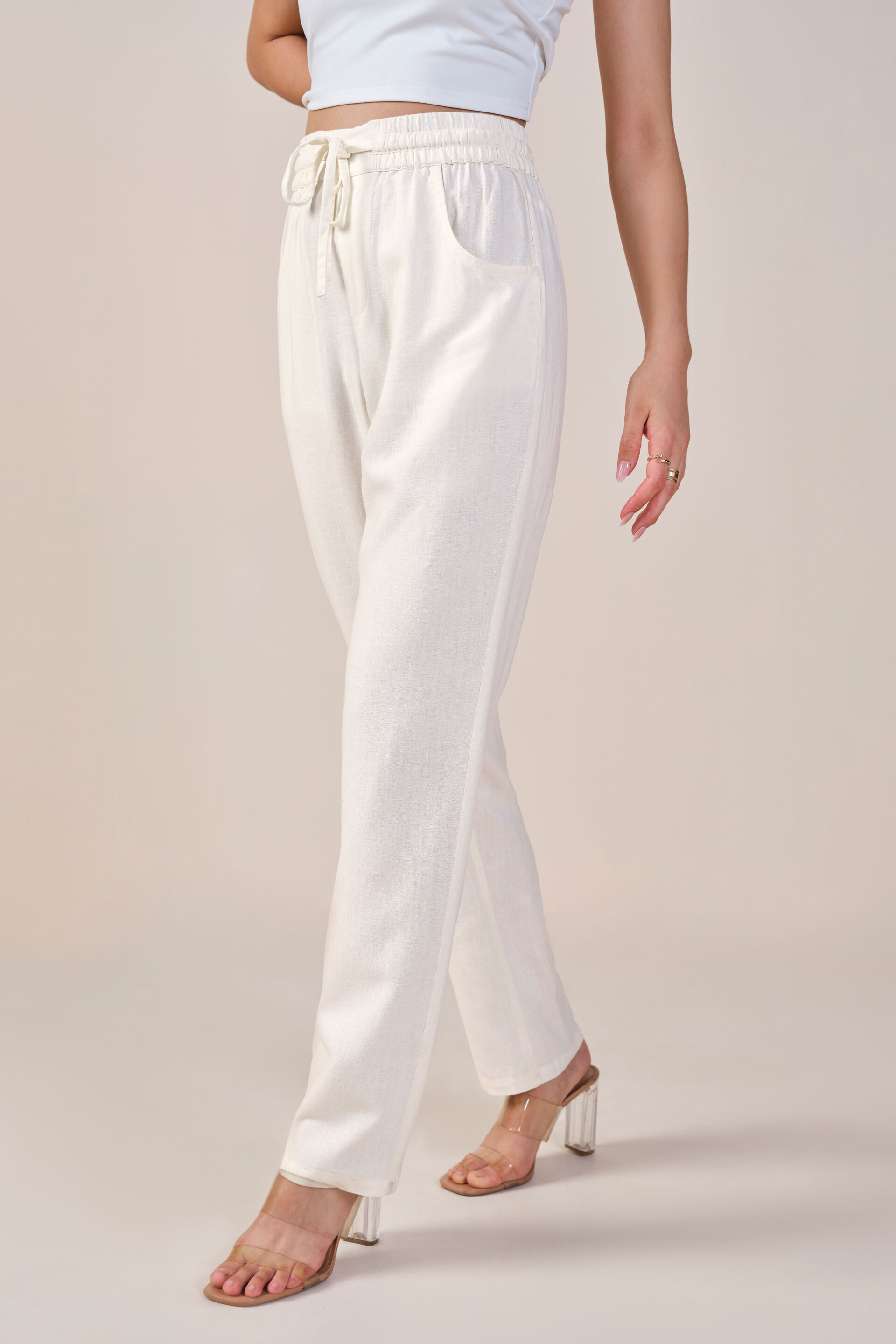 Summertime Viscose Blend Pants, White, image 5