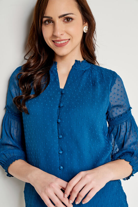 Teal Solid Blouson Top, Teal, image 1