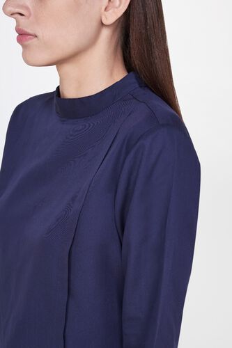 5 - Navy Band Collar Straight Cuff Top, image 5