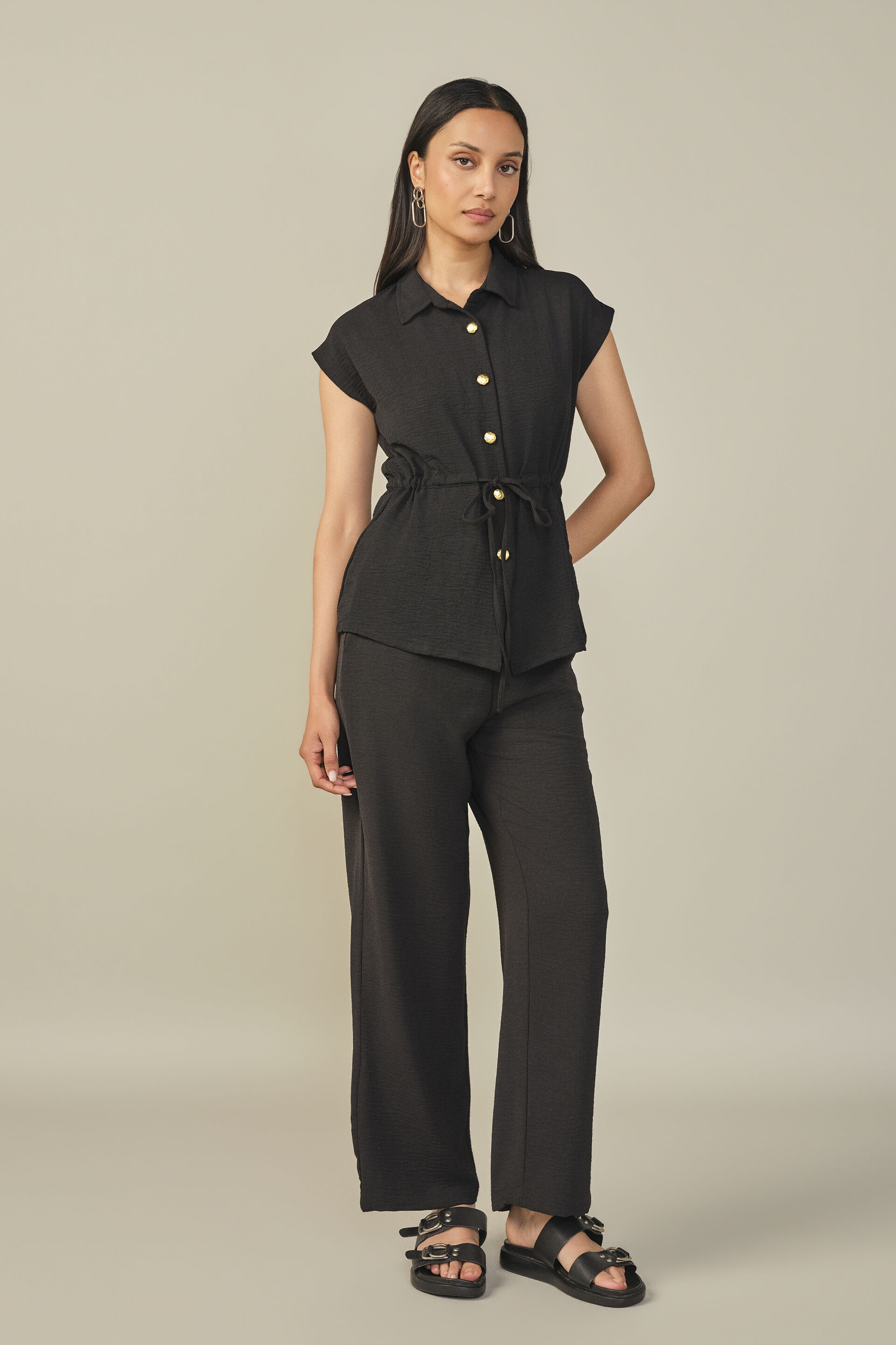 Tie-up Co-ord in Black, Black, image 1