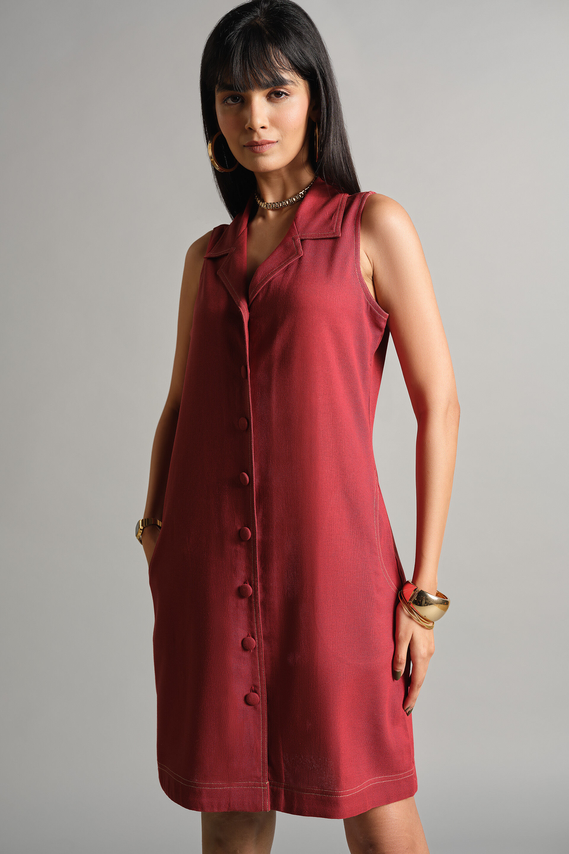 Brio Rust Shift Dress, Rust, image 3