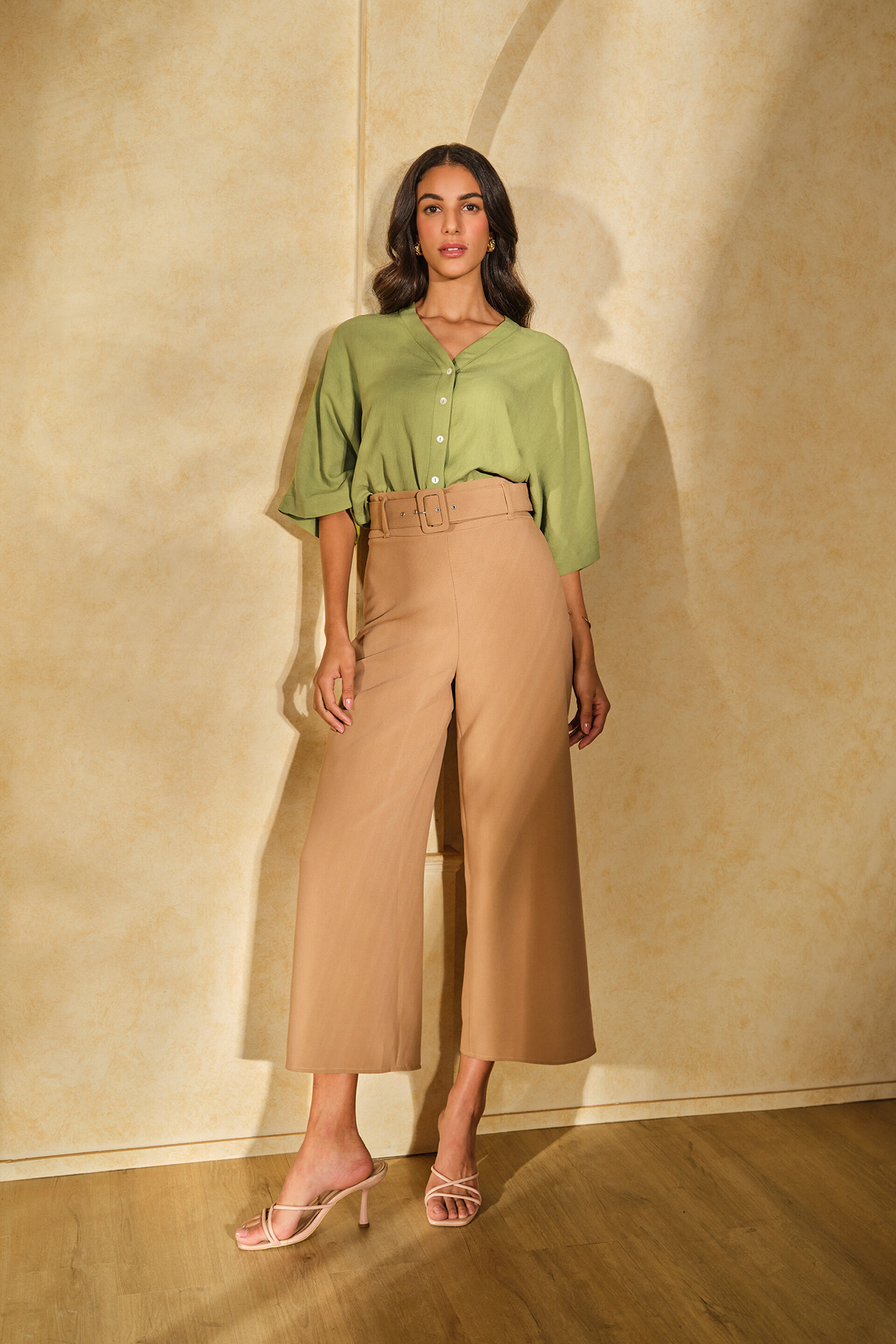 Haruhi Rayon Blend Top, Green, image 2