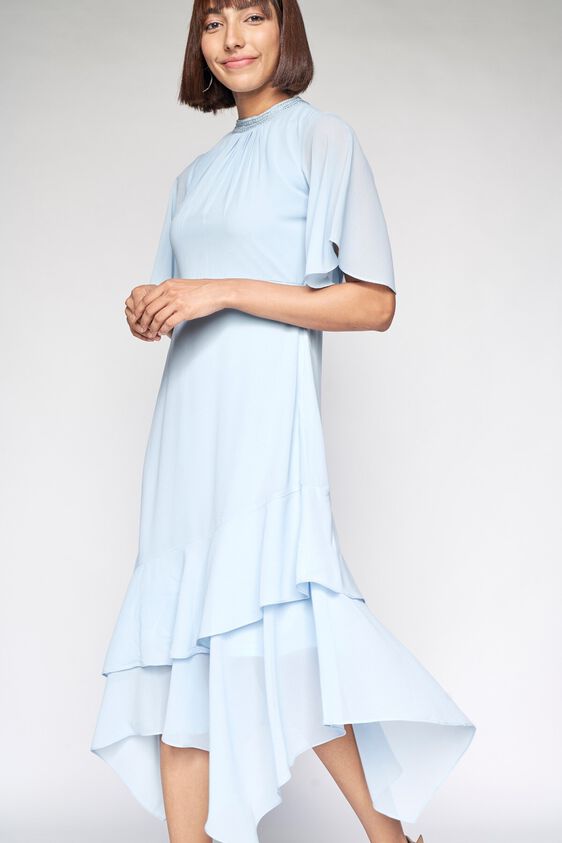 2 - Powder Blue Solid Fit and Flare Dress, image 2