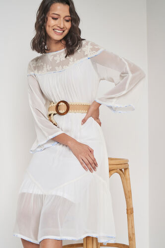 White Solid High-Low Dress, White, image 2