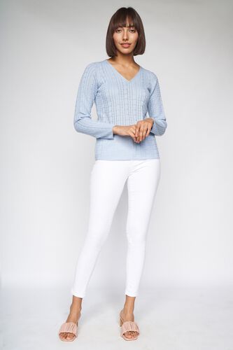 2 - Powder Blue Self Design Sweater Top, image 2