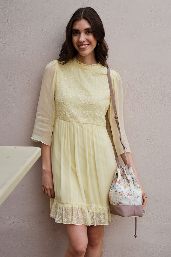 1 - Yellow Solid Straight Dress, image 1