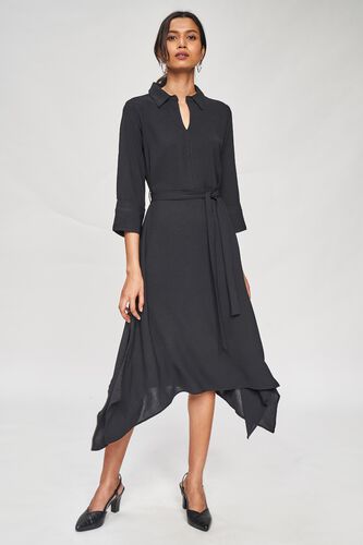 5 - Black Solid A-Line Dress, image 5
