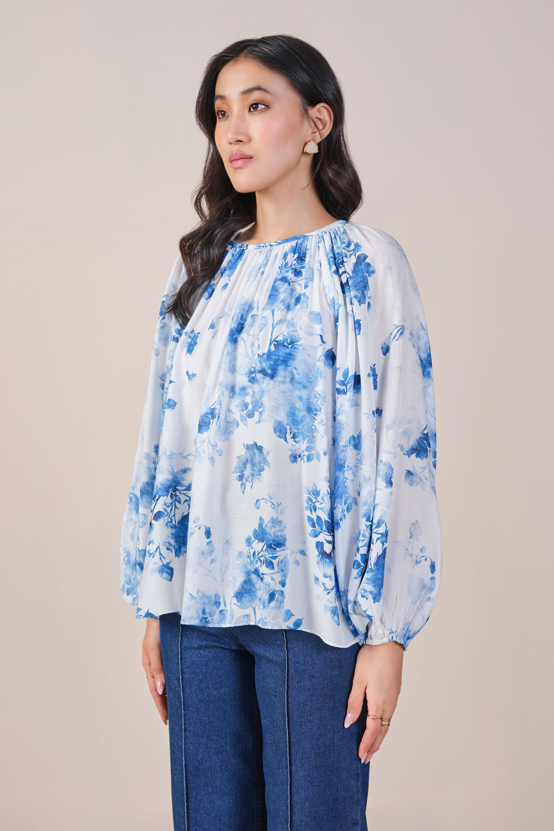 Delicate Florals Modal Top, Blue, image 4