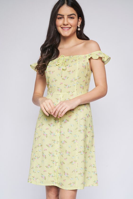 5 - Lime Green Floral A-Line Dress, image 5