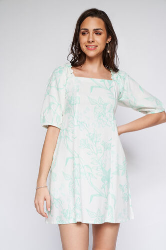 Mint Floral Fit And Flare Dress, Mint, image 3