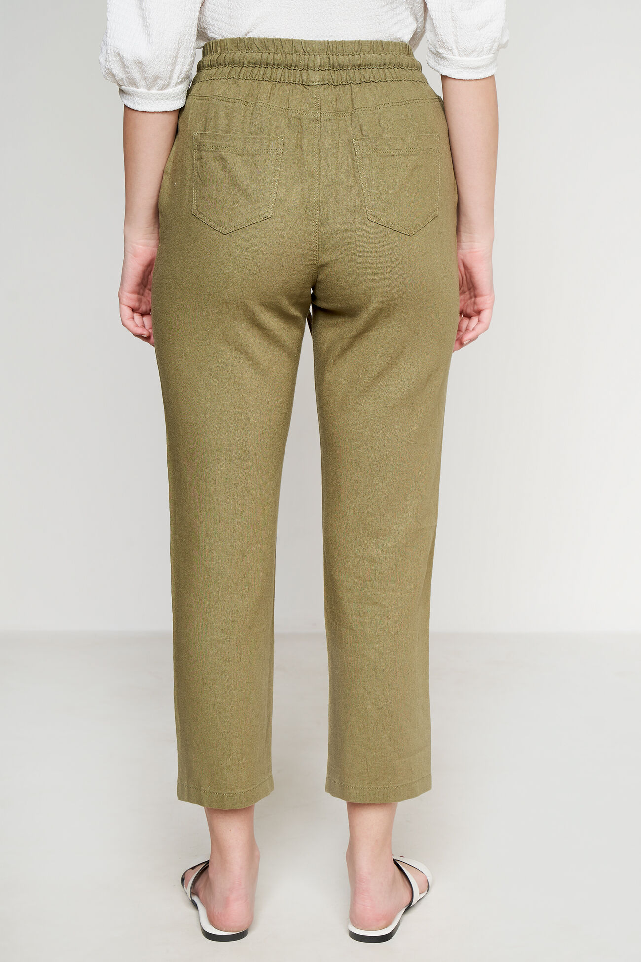 Black Linen Trouser, Olive, image 3