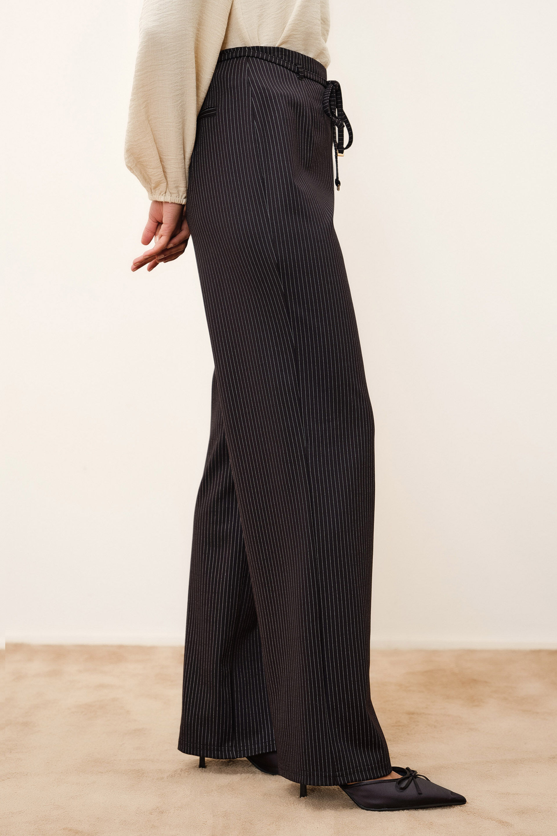 Striped Black Pants, Black, image 3