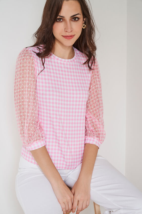 Self Design Straight Top, Pink, image 5