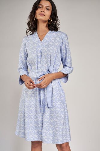 3 - Powder Blue Floral Printed Shift Dress, image 3
