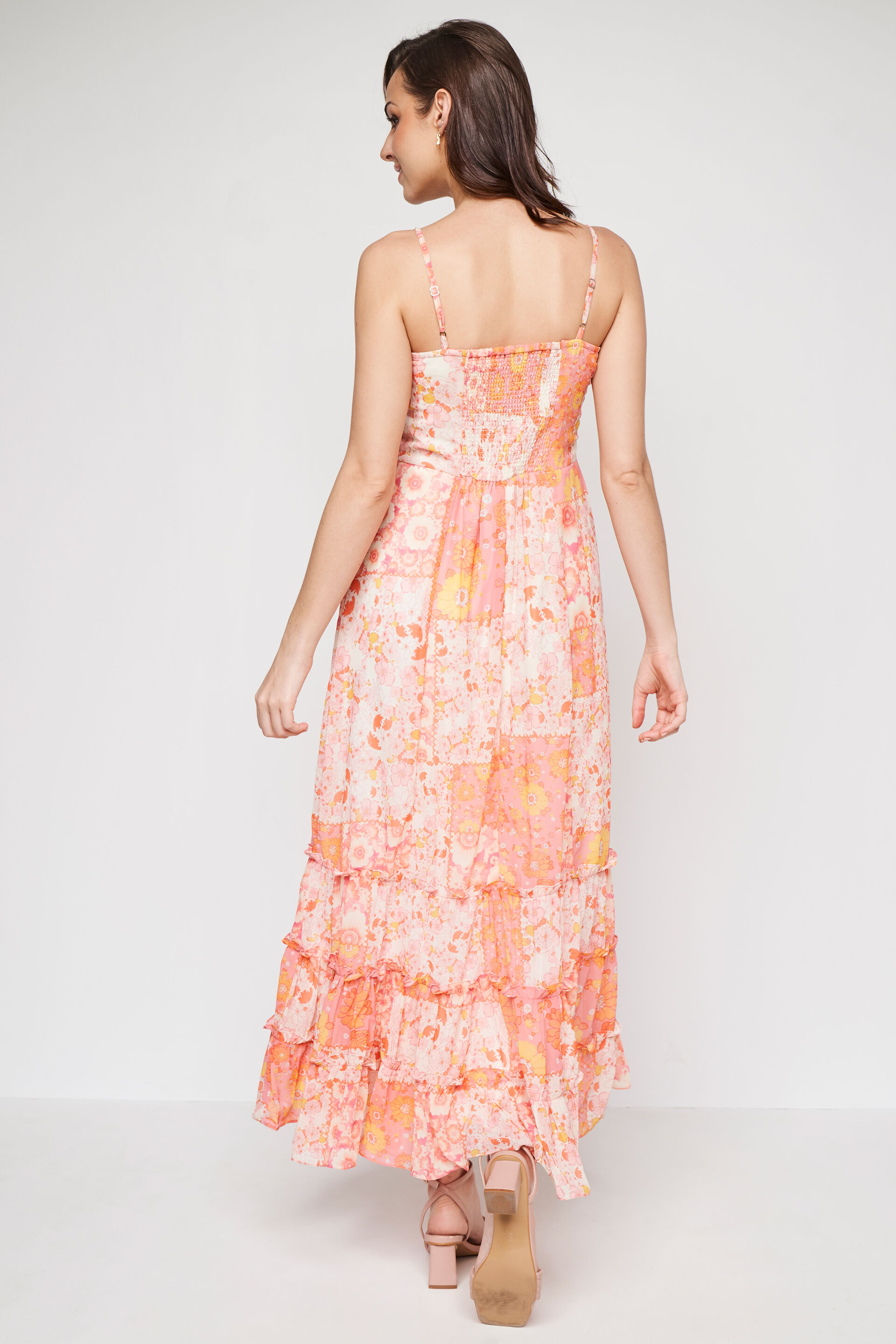 Multi Color Floral Flared Gown, Multi Color, image 6