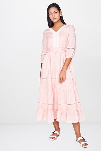 1 - Peach Stripes Fit and Flare Maxi Dress, image 1
