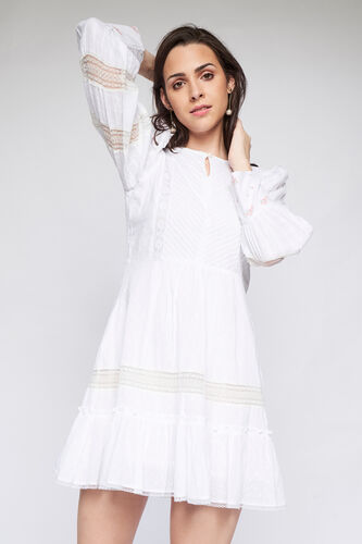 White Solid Straight Dress, White, image 3