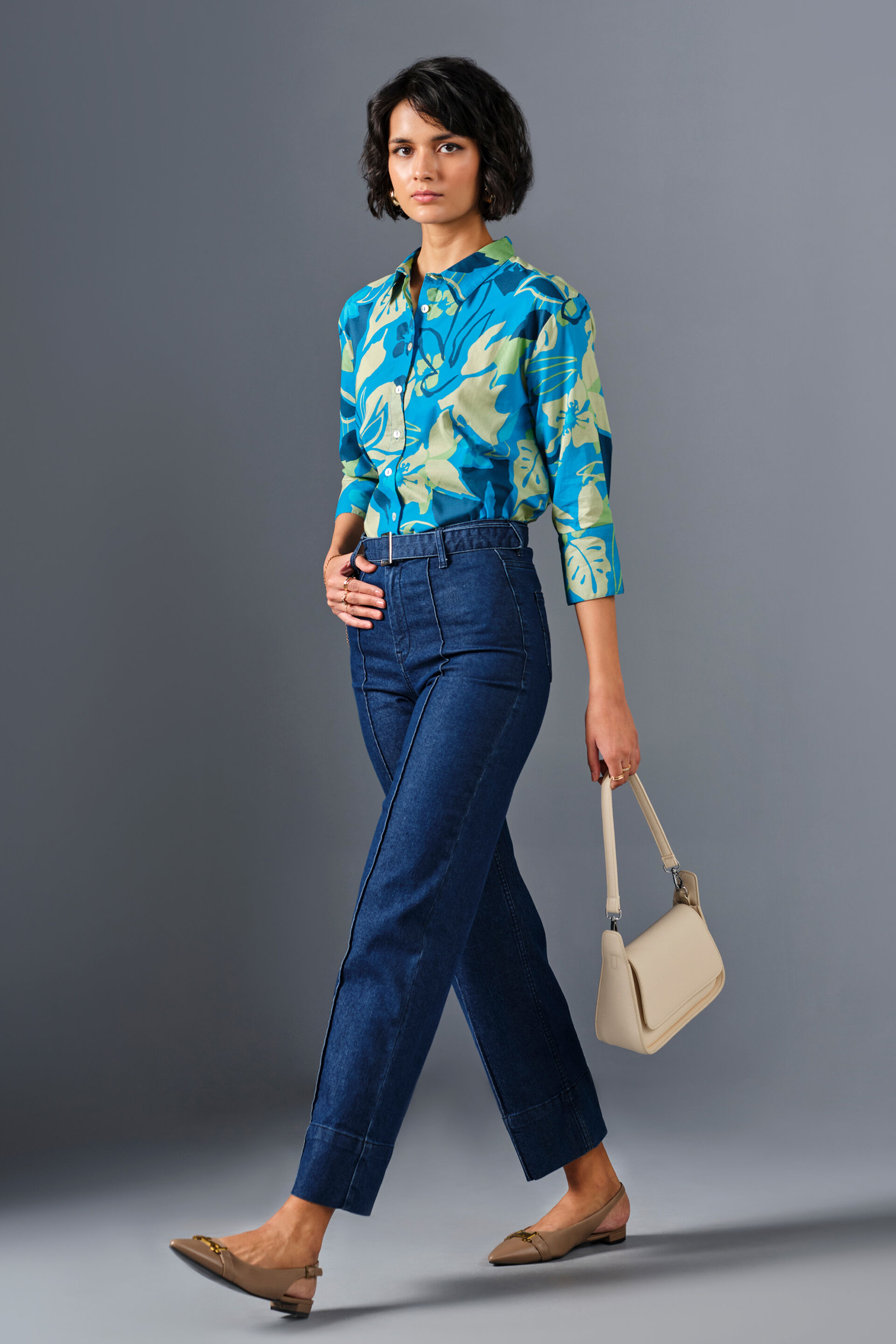 Coral Reef Cotton Shirt, Blue, image 3