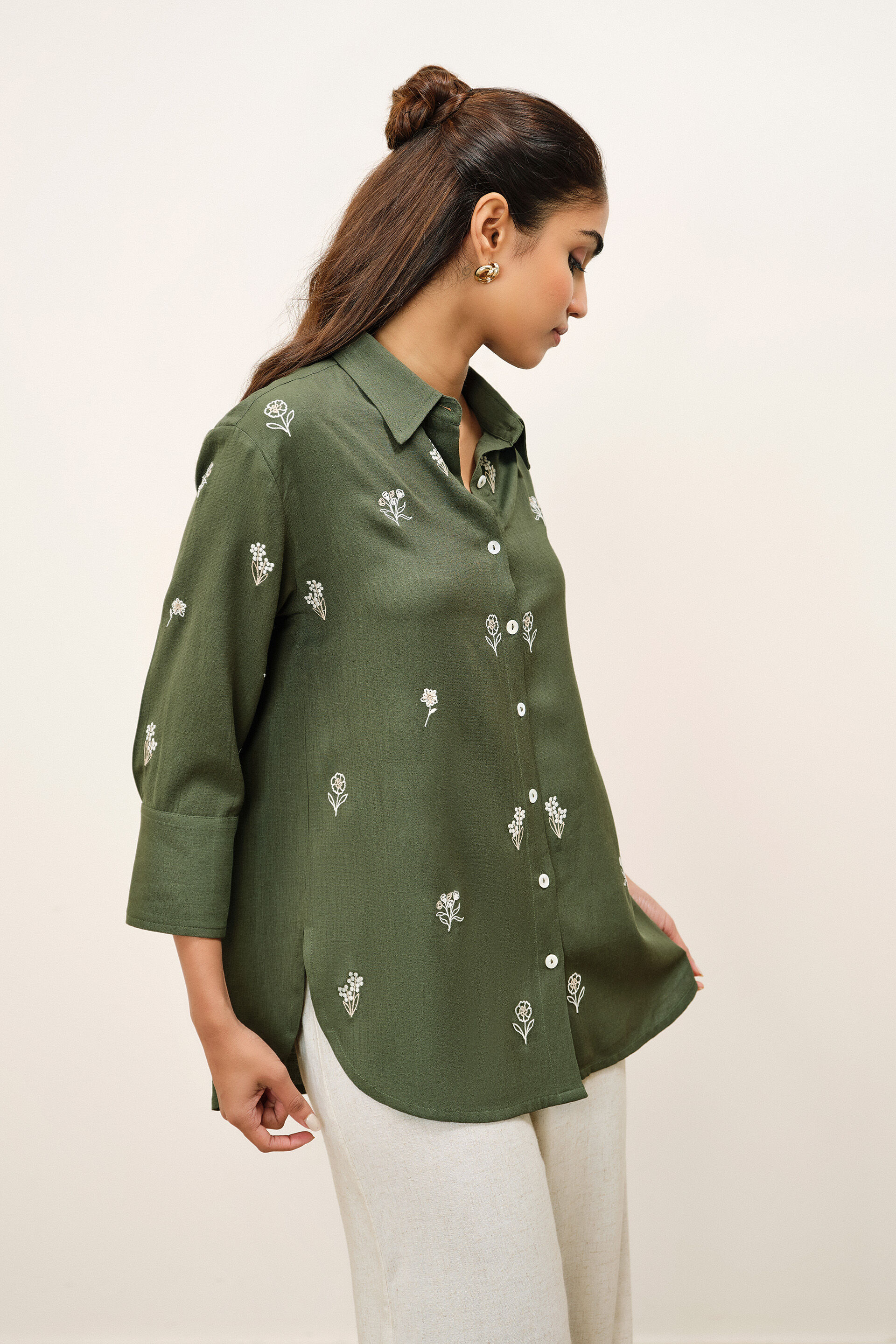 Agnes Olive Shirt, Olive, image 5