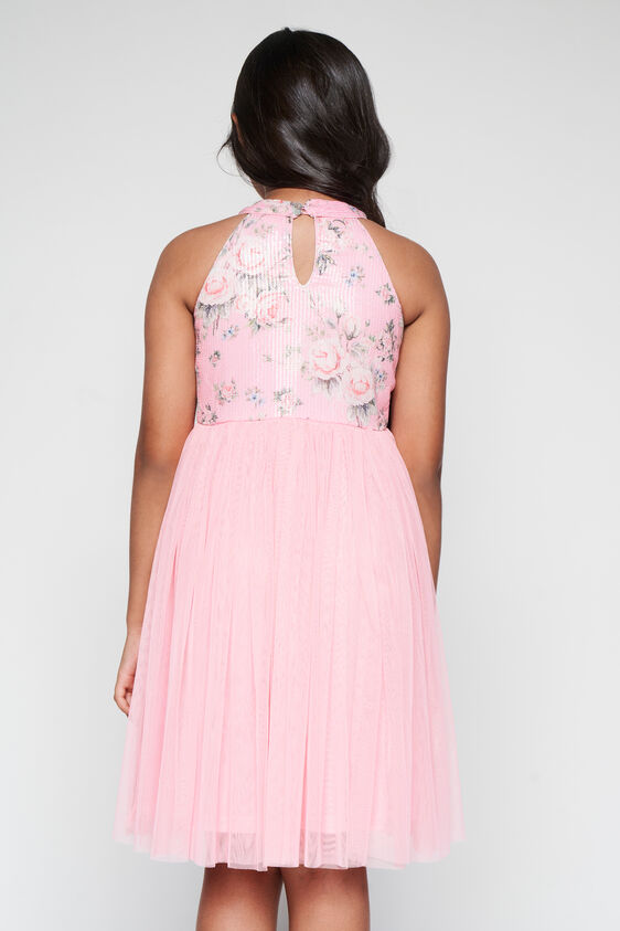 Pink Floral Flared Dress, Pink, image 4