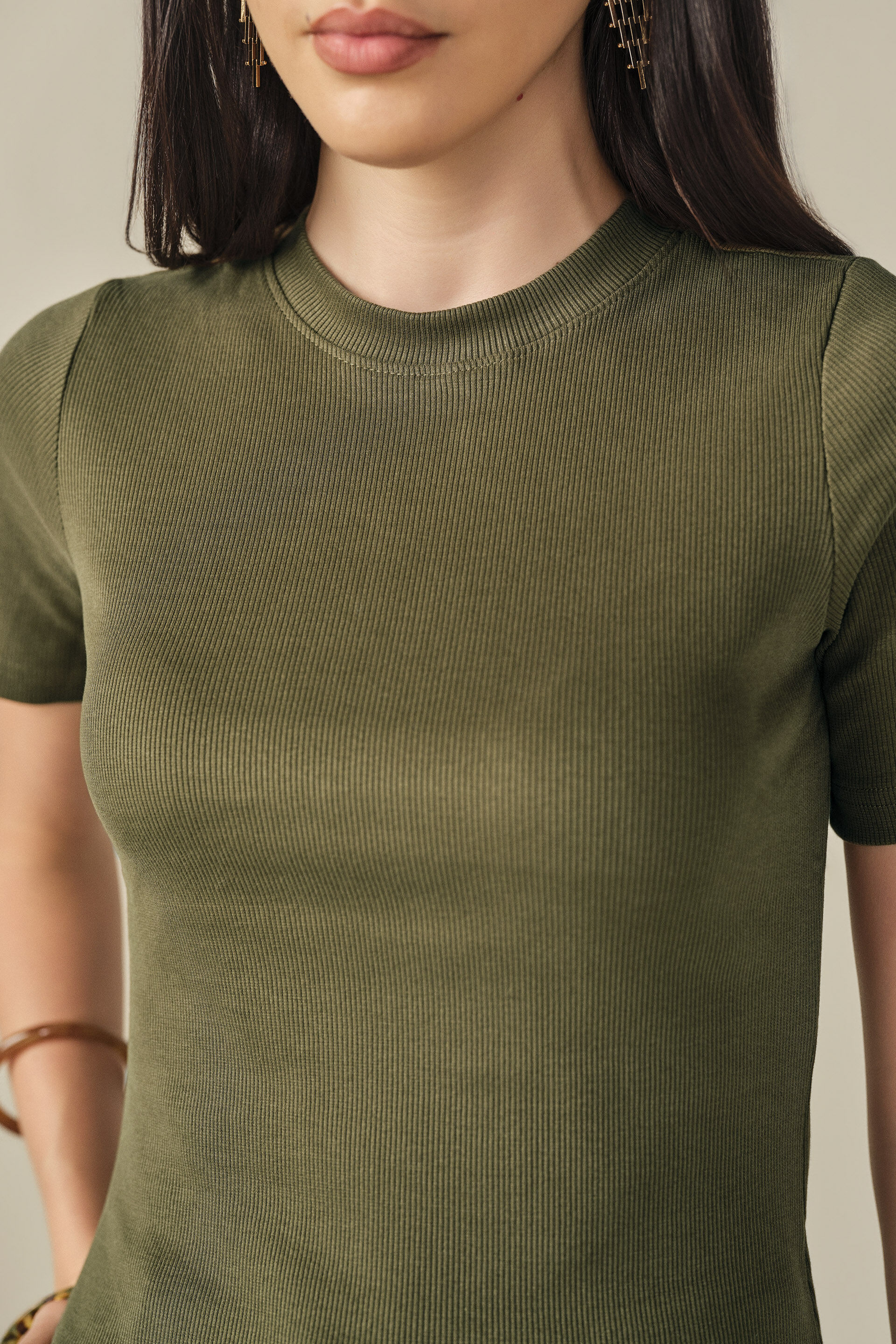 Solid Cotton Top in Olive, Olive, image 2