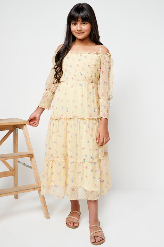 Lemon Floral Flared Gown, Lime Green, image 4