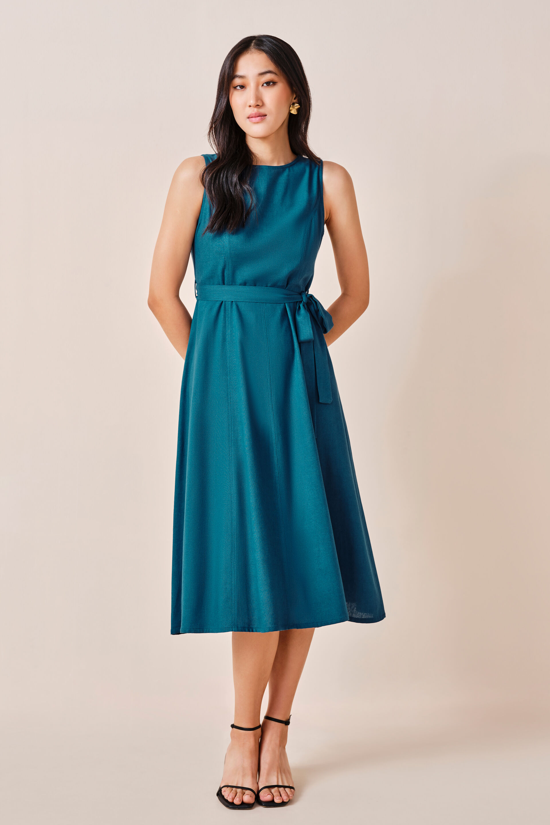Oceania Vicose-blend Dress, Teal, image 1