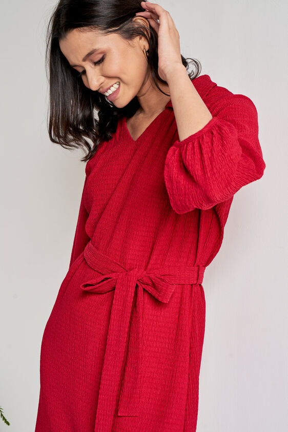 Red Straight  Dress, Red, image 2