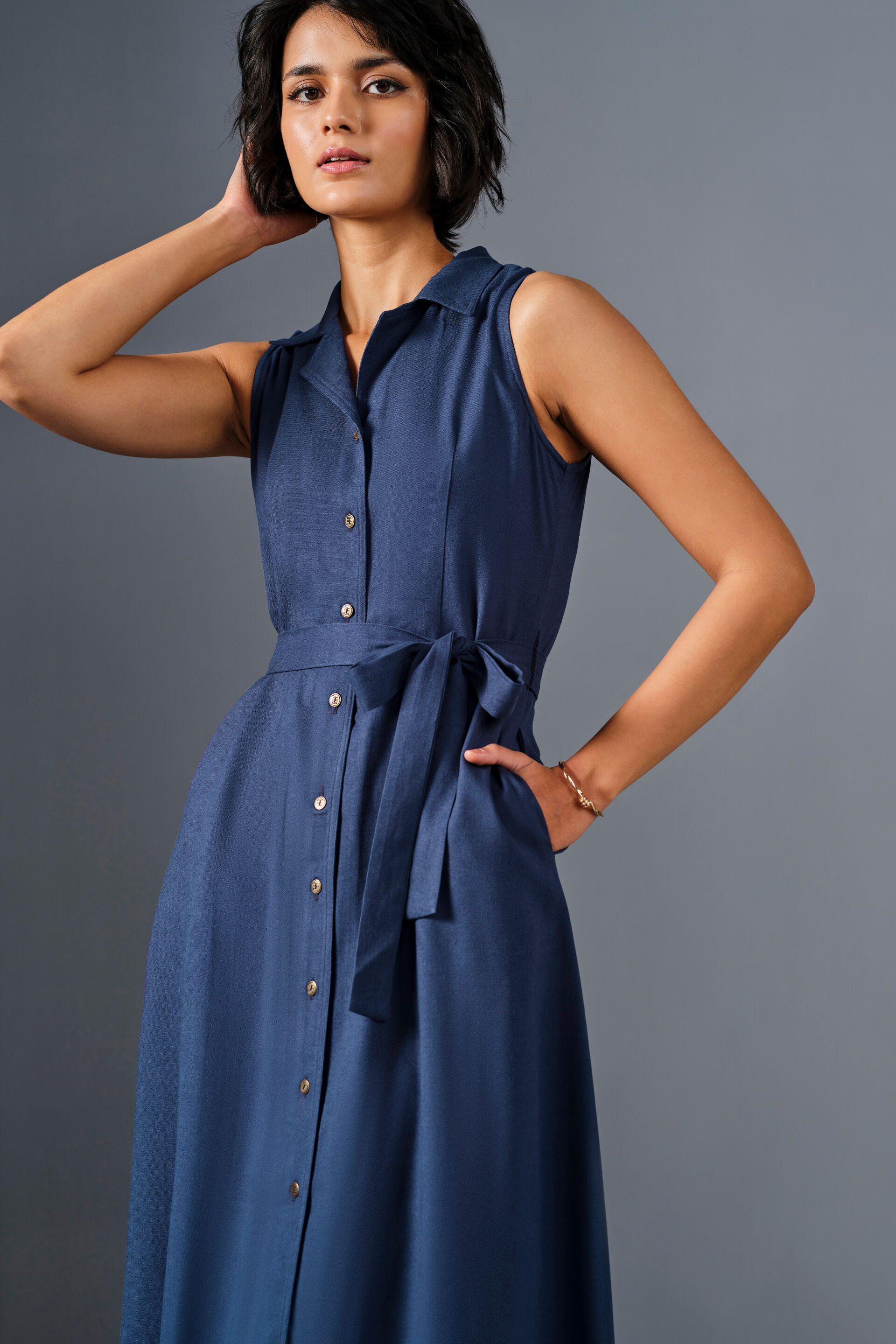 Twilight Viscose Blend Dress, Blue, image 4