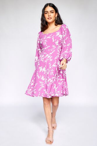2 - Purple Floral Fit and Flare Dress, image 2