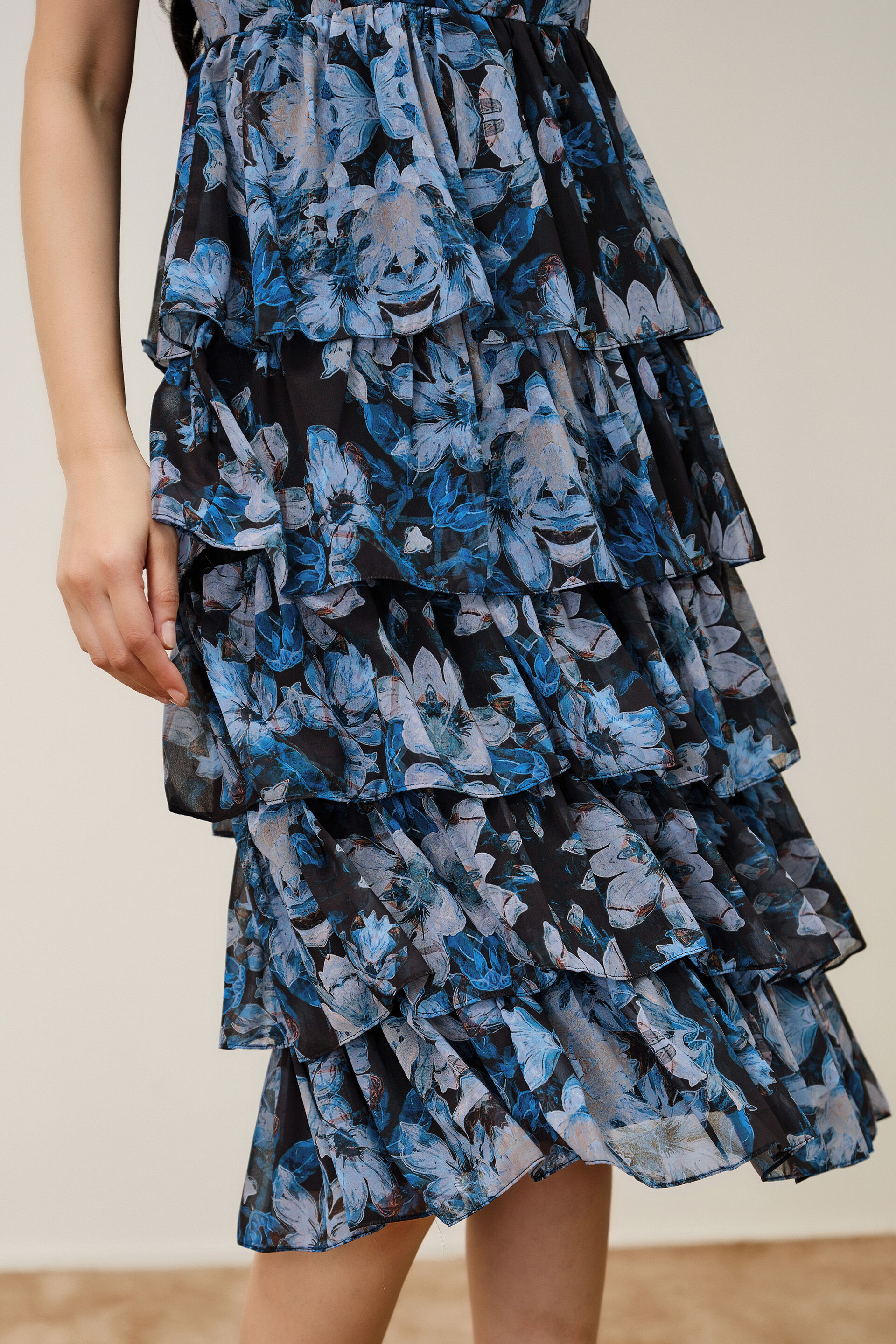 Aerin Abstract Print Tiered Dress, Blue, image 5
