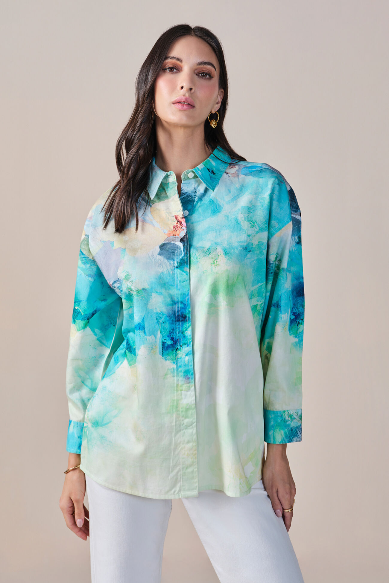 Ocean Rhythm Cotton Shirt, Multi Color, image 1