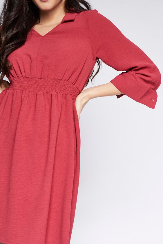 Rust Solid Flared Dress, Rust, image 4