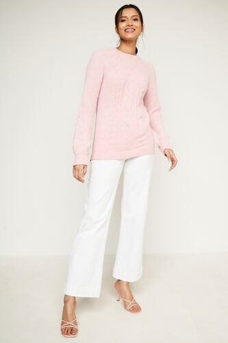 Pink Self Design Straight Top, Pink, image 1