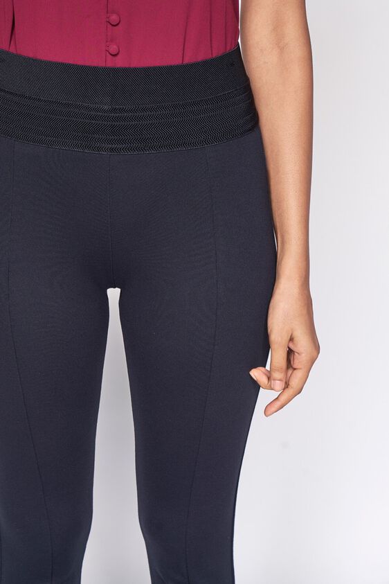 5 - Navy Blue Self Design Straight Bottom, image 5