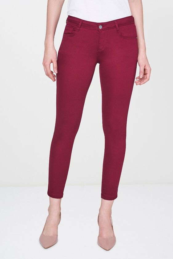 2 - Maroon Slim Leg Crop Bottom, image 1