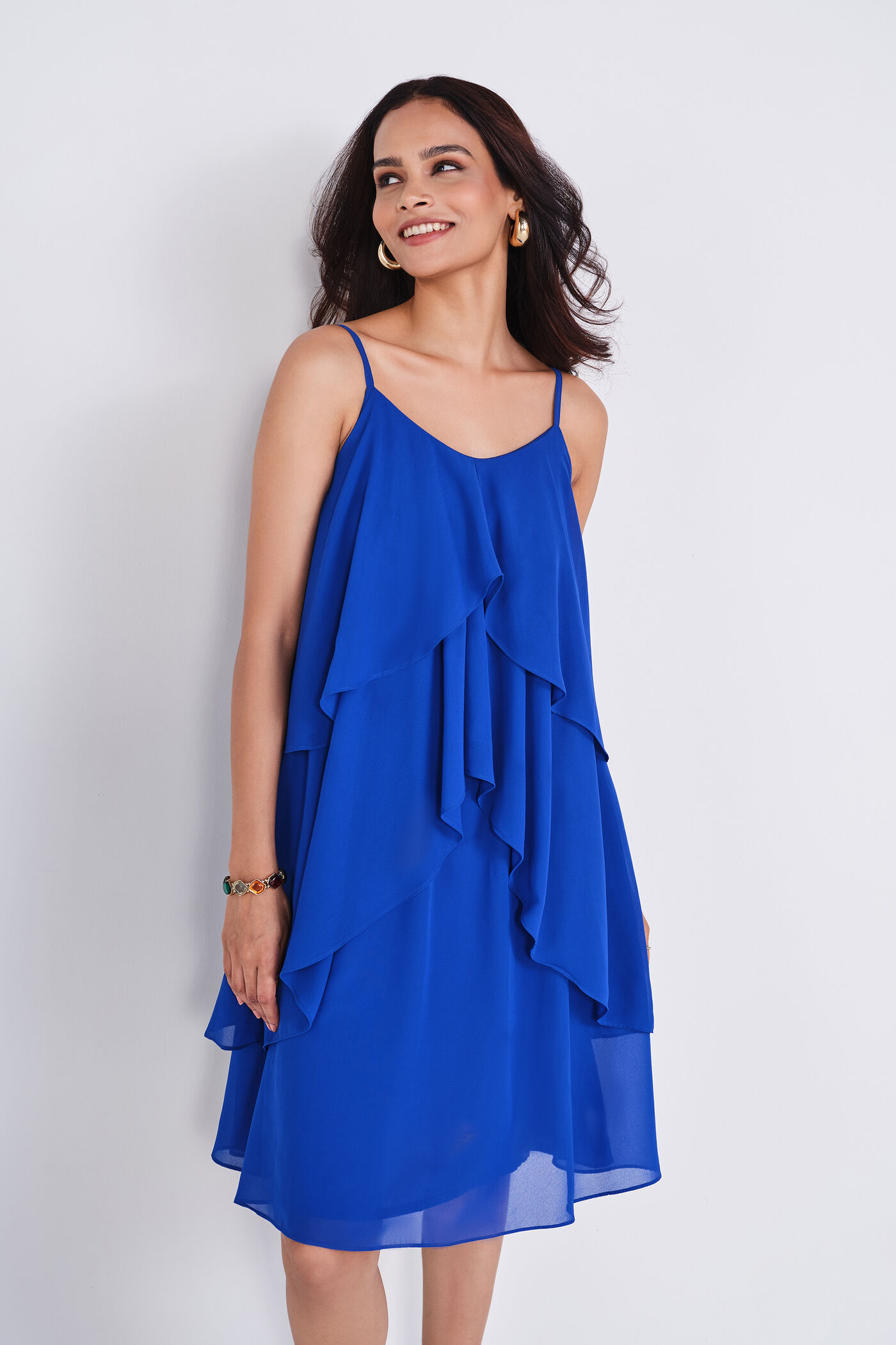 Buy Blue Flounce Dress Online for Women from AND India F25P22DRPG_BLUE Buy Blue Flounce Dress Online for Women from AND India F25P22DRPG_BLUE