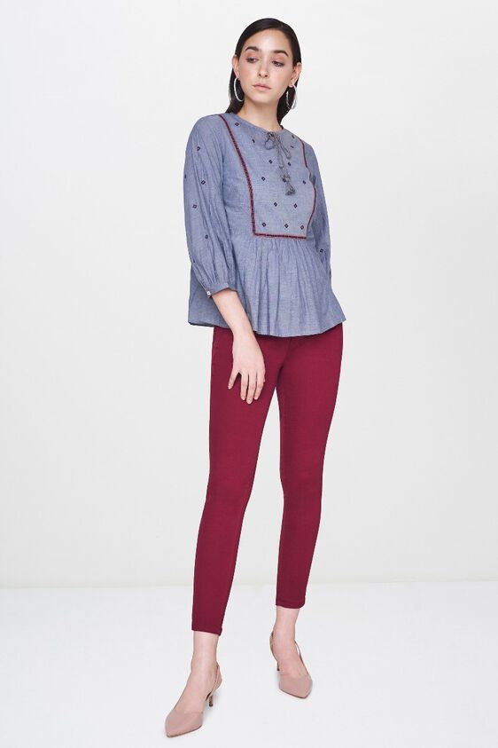 5 - Maroon Slim Leg Crop Bottom, image 3