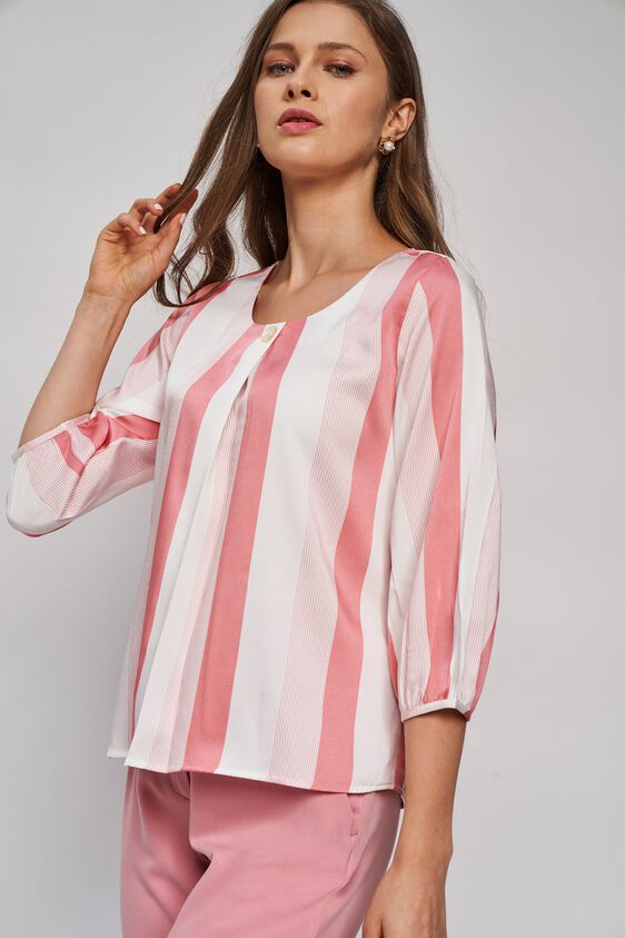 1 - Pink Striped A-Line Top, image 1