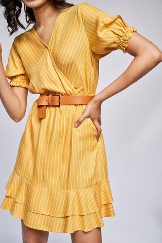 Yellow Stripes Flounce Dress, , image 4