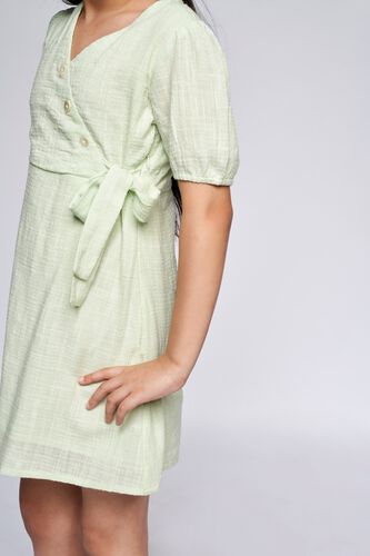 6 - Lime Green Self Design Flared Dress, image 6