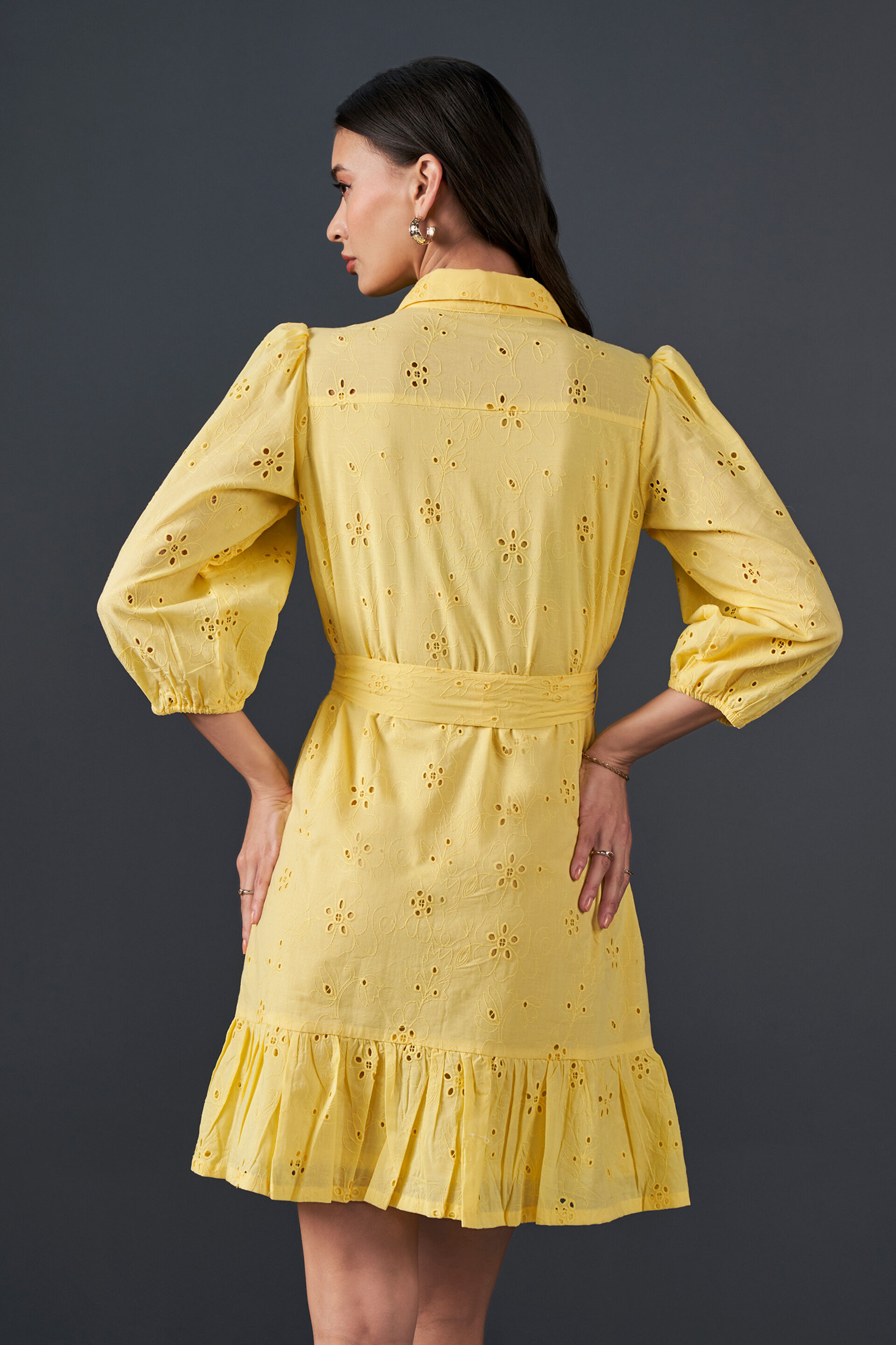 Daisy Day Cotton Dress, Yellow, image 6